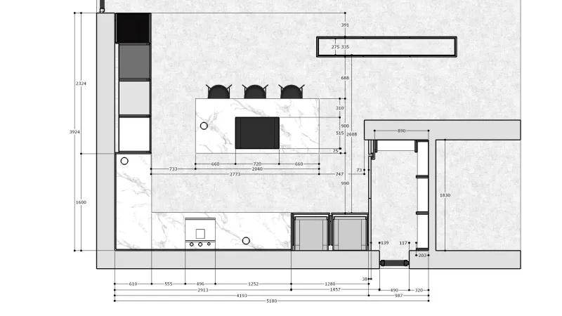 Projekt — Kuchnia i salon