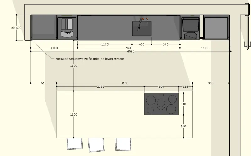 Projekt — Kuchnia i salon