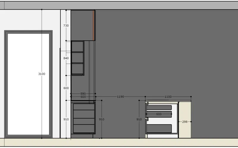 Projekt — Kuchnia i salon