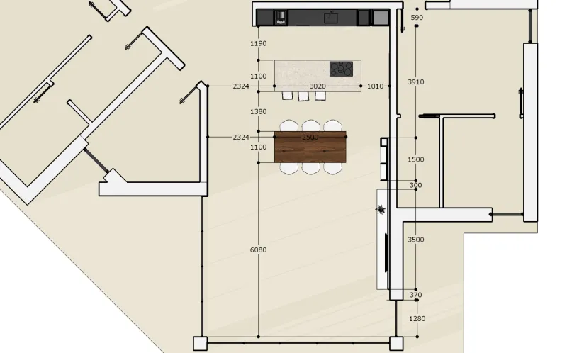 Projekt — Kuchnia i salon