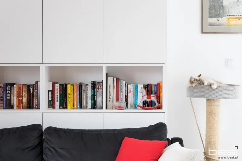 Dom w Gliwicach — pokoje dzieci — Salon - biblioteczka