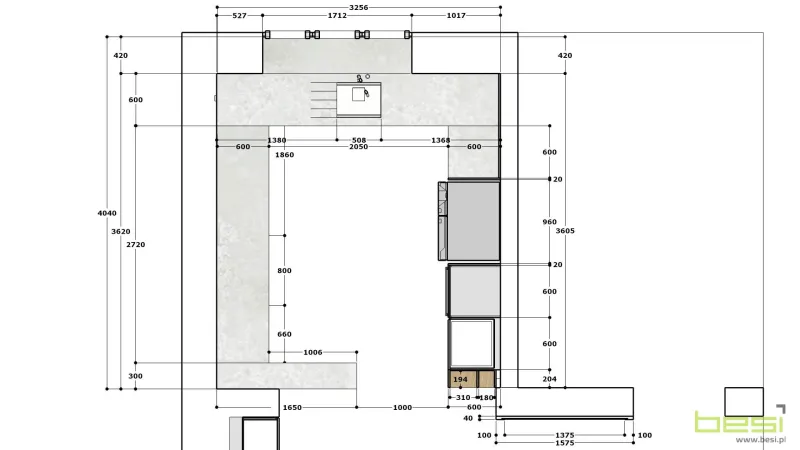 Projekt — Kuchnia, jadalnia, salon