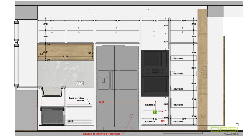 Projekt — Kuchnia, jadalnia, salon