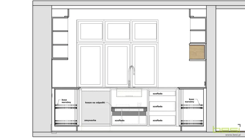 Projekt — Kuchnia, jadalnia, salon