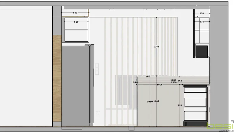 Projekt — Kuchnia, jadalnia, salon